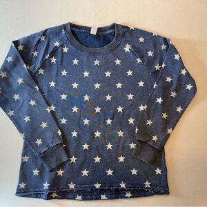 Alternative Apparel Star Print Long Sleeve Top Blue Medium NWOT